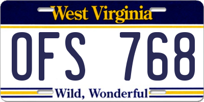 WV license plate OFS768