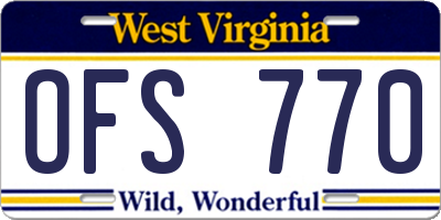 WV license plate OFS770