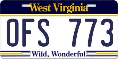 WV license plate OFS773