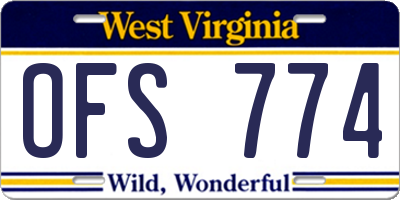 WV license plate OFS774