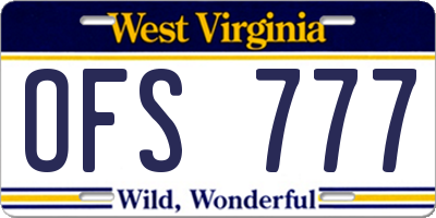 WV license plate OFS777