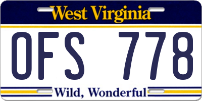WV license plate OFS778
