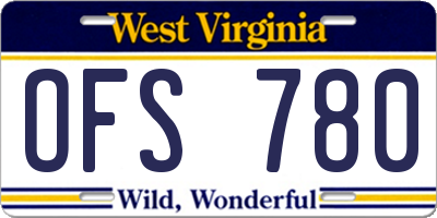 WV license plate OFS780