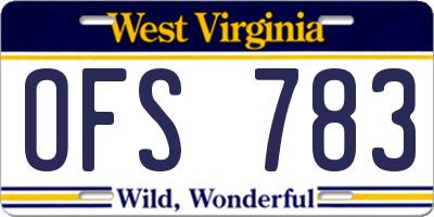 WV license plate OFS783