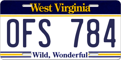 WV license plate OFS784