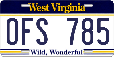 WV license plate OFS785