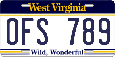 WV license plate OFS789
