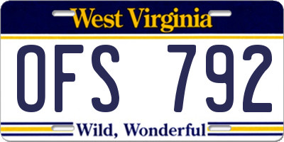 WV license plate OFS792