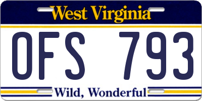 WV license plate OFS793