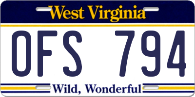 WV license plate OFS794