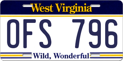WV license plate OFS796
