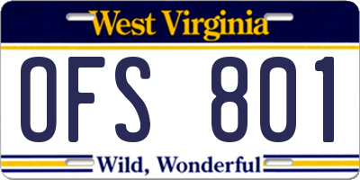 WV license plate OFS801