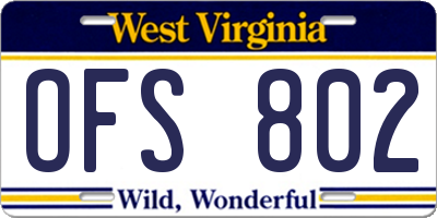 WV license plate OFS802