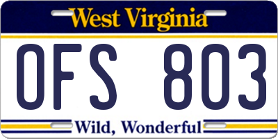 WV license plate OFS803
