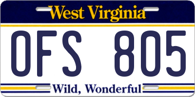 WV license plate OFS805