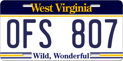 WV license plate OFS807