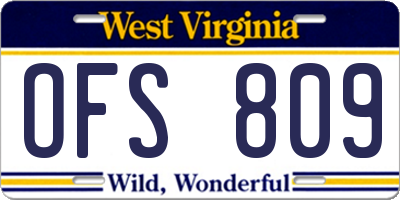 WV license plate OFS809