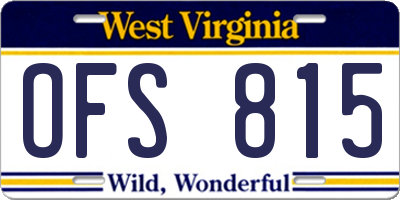 WV license plate OFS815
