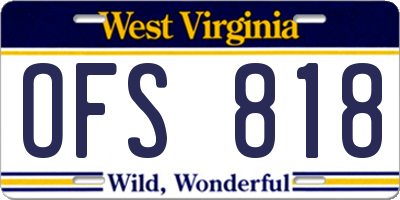 WV license plate OFS818