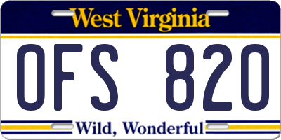 WV license plate OFS820