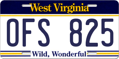 WV license plate OFS825