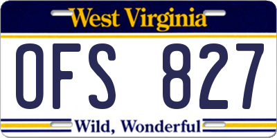WV license plate OFS827