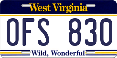 WV license plate OFS830