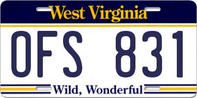 WV license plate OFS831