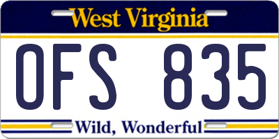 WV license plate OFS835
