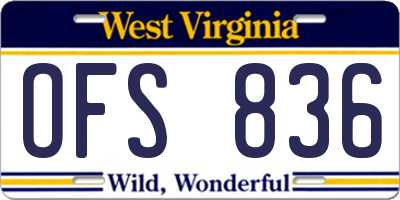 WV license plate OFS836