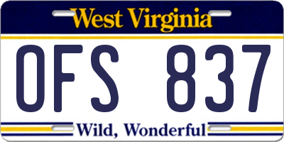 WV license plate OFS837