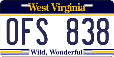 WV license plate OFS838