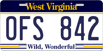 WV license plate OFS842