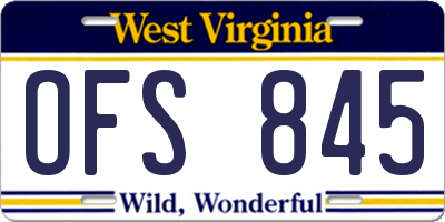 WV license plate OFS845