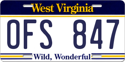 WV license plate OFS847