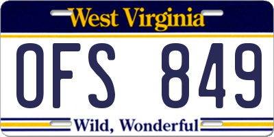 WV license plate OFS849