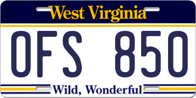 WV license plate OFS850