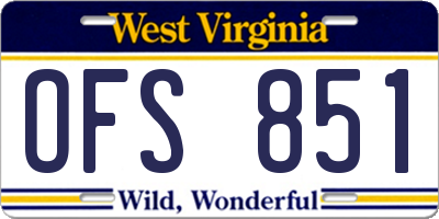 WV license plate OFS851