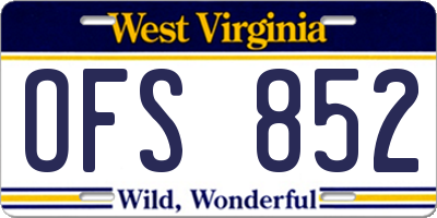 WV license plate OFS852