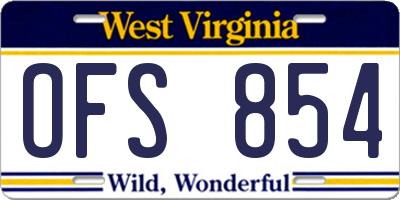 WV license plate OFS854