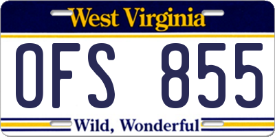WV license plate OFS855