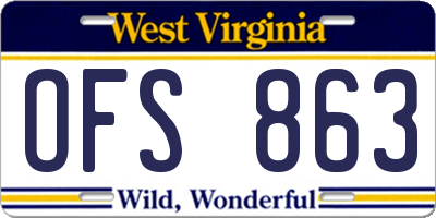 WV license plate OFS863