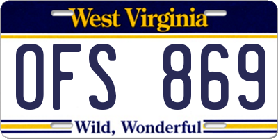 WV license plate OFS869