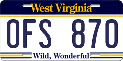 WV license plate OFS870