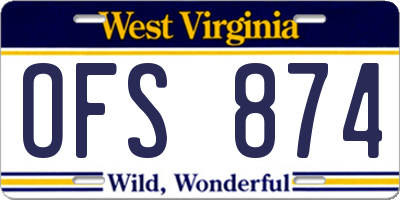WV license plate OFS874