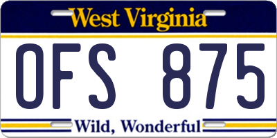 WV license plate OFS875