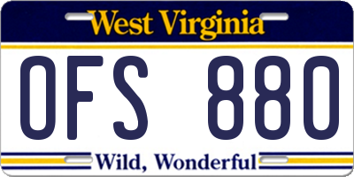 WV license plate OFS880