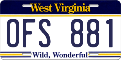 WV license plate OFS881