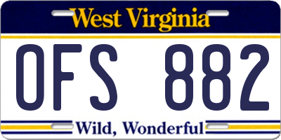 WV license plate OFS882