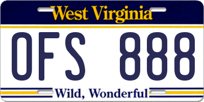 WV license plate OFS888
